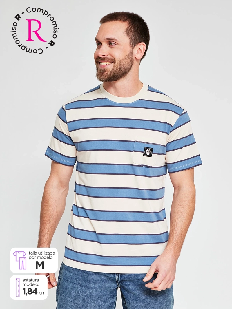 POLERA HOMBRE ELEMENT ALGODÓN MANGA CORTA RAYAS - 1