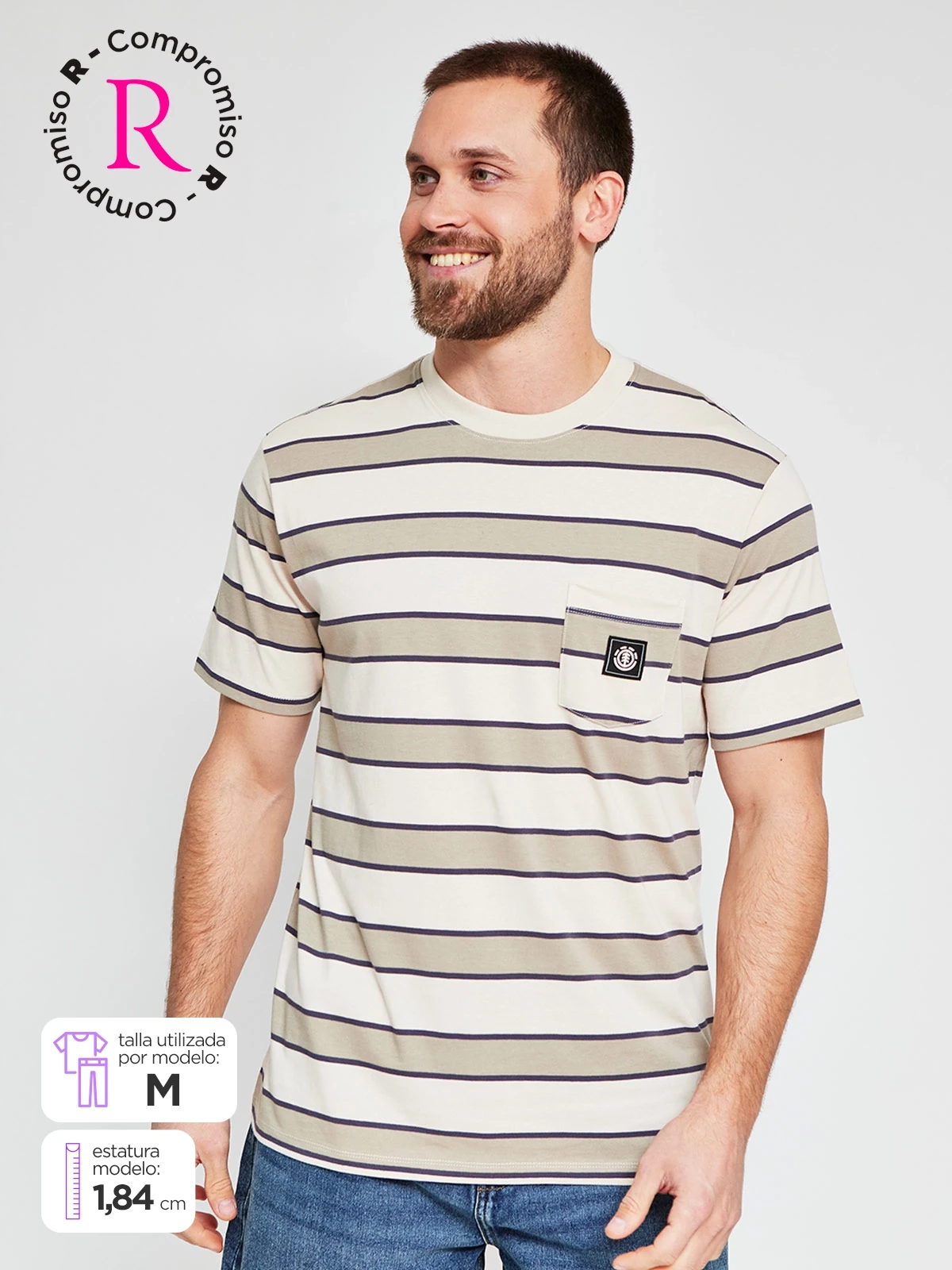 POLERA HOMBRE ELEMENT ALGODÓN MANGA CORTA RAYAS