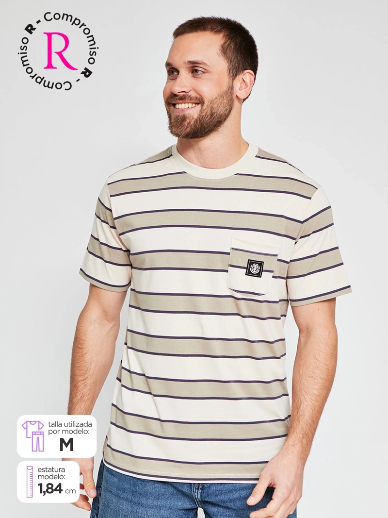 POLERA HOMBRE ELEMENT ALGODÓN MANGA CORTA RAYAS - 1