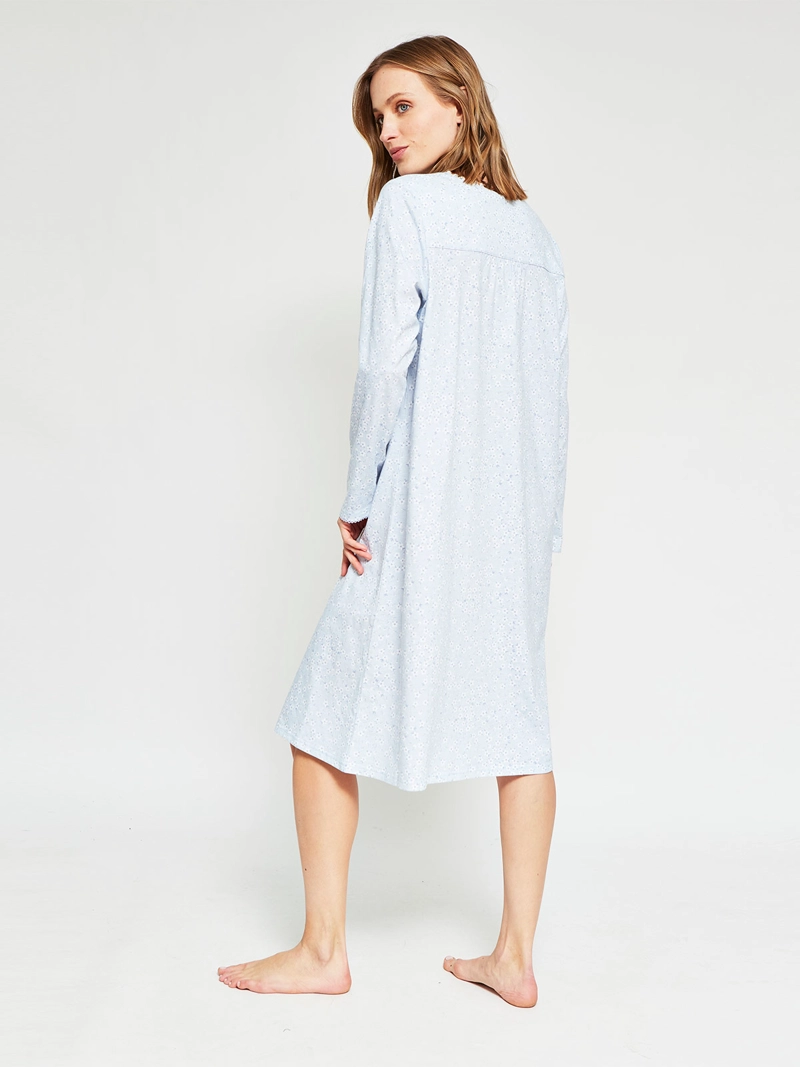 CAMISA DE DORMIR MUJER AZIZ MANGA LARGA CELESTE - 2