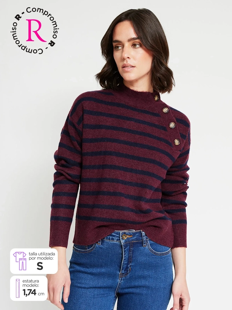 SWEATER MUJER REGATTA RAYADO BOTONES - 1