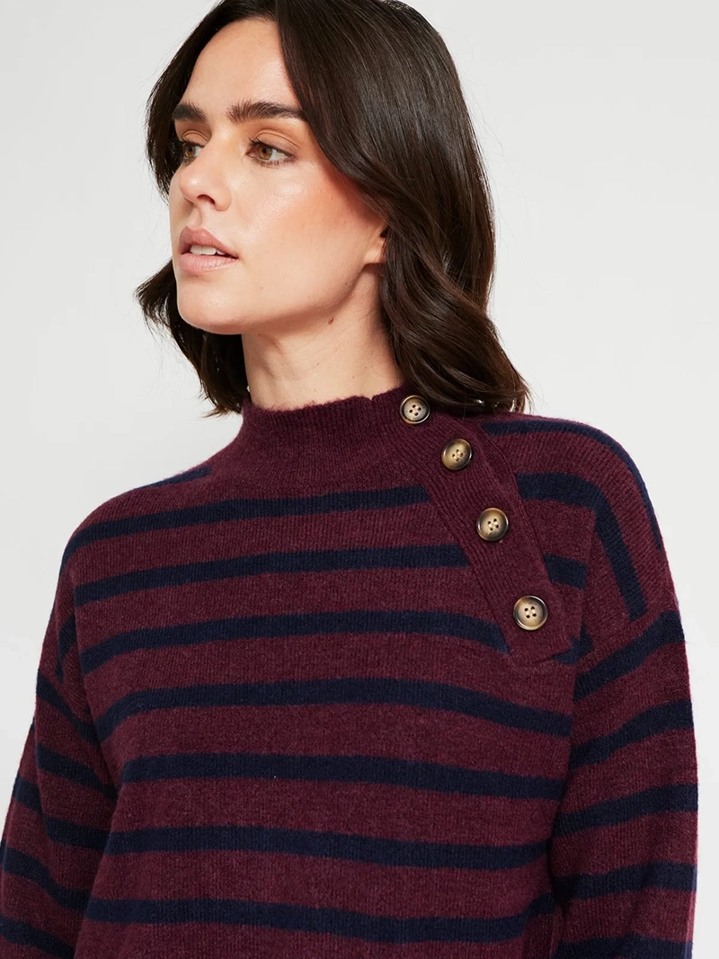 SWEATER MUJER REGATTA RAYADO BOTONES - 4