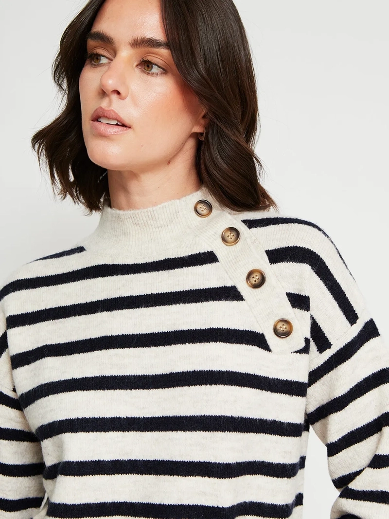 SWEATER MUJER REGATTA RAYADO BOTONES - 4