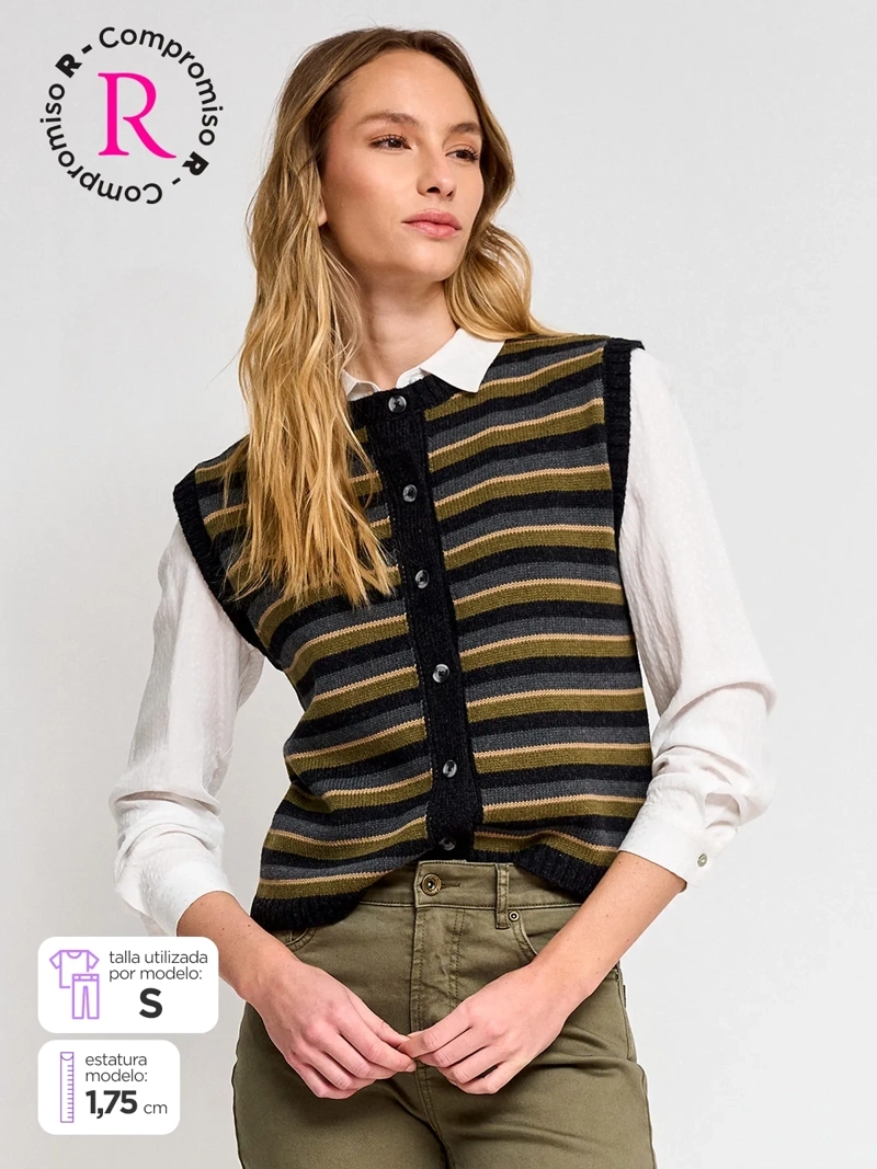 SWEATER MUJER REGATTA RAYADO BOTONES - 1
