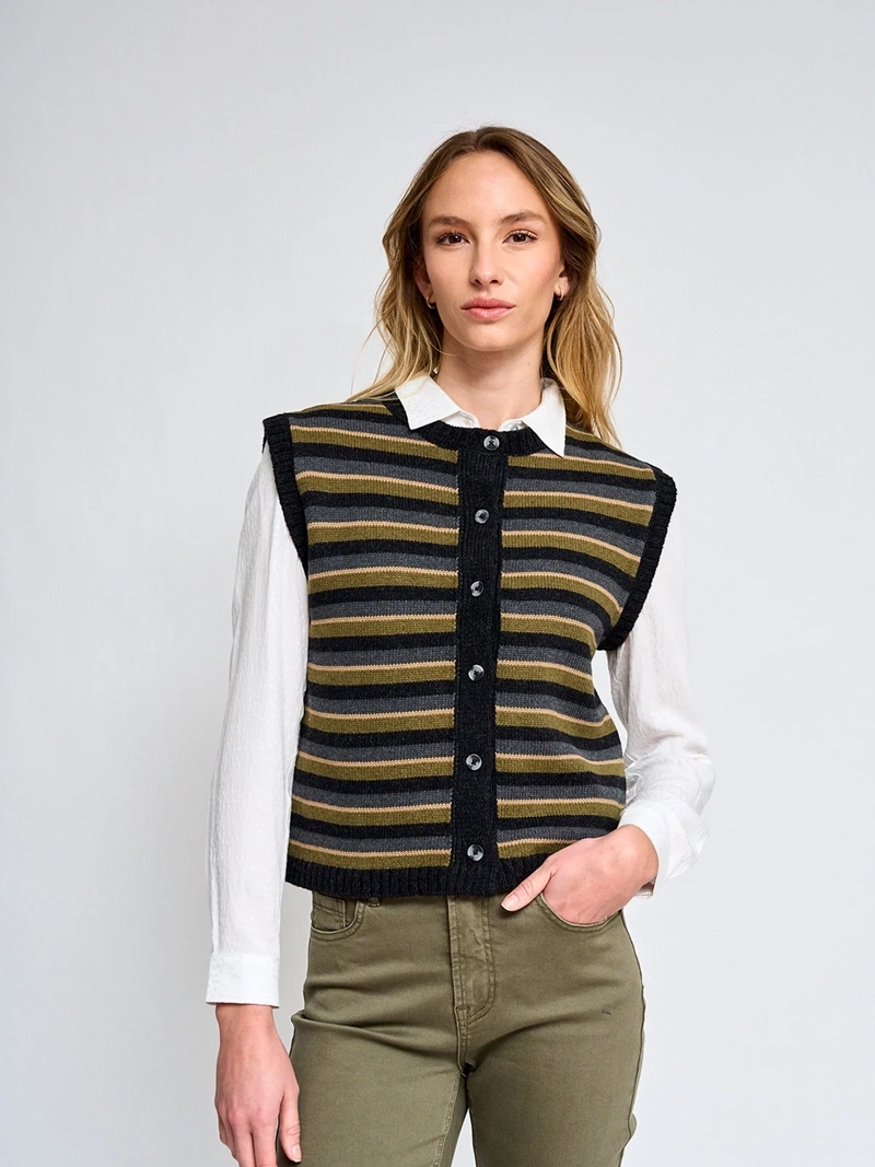 SWEATER MUJER REGATTA RAYADO BOTONES - 2
