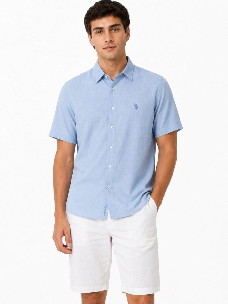 CAMISA HOMBRE US POLO ASSN MANGA CORTA REGULAR FIT ALGODÓN