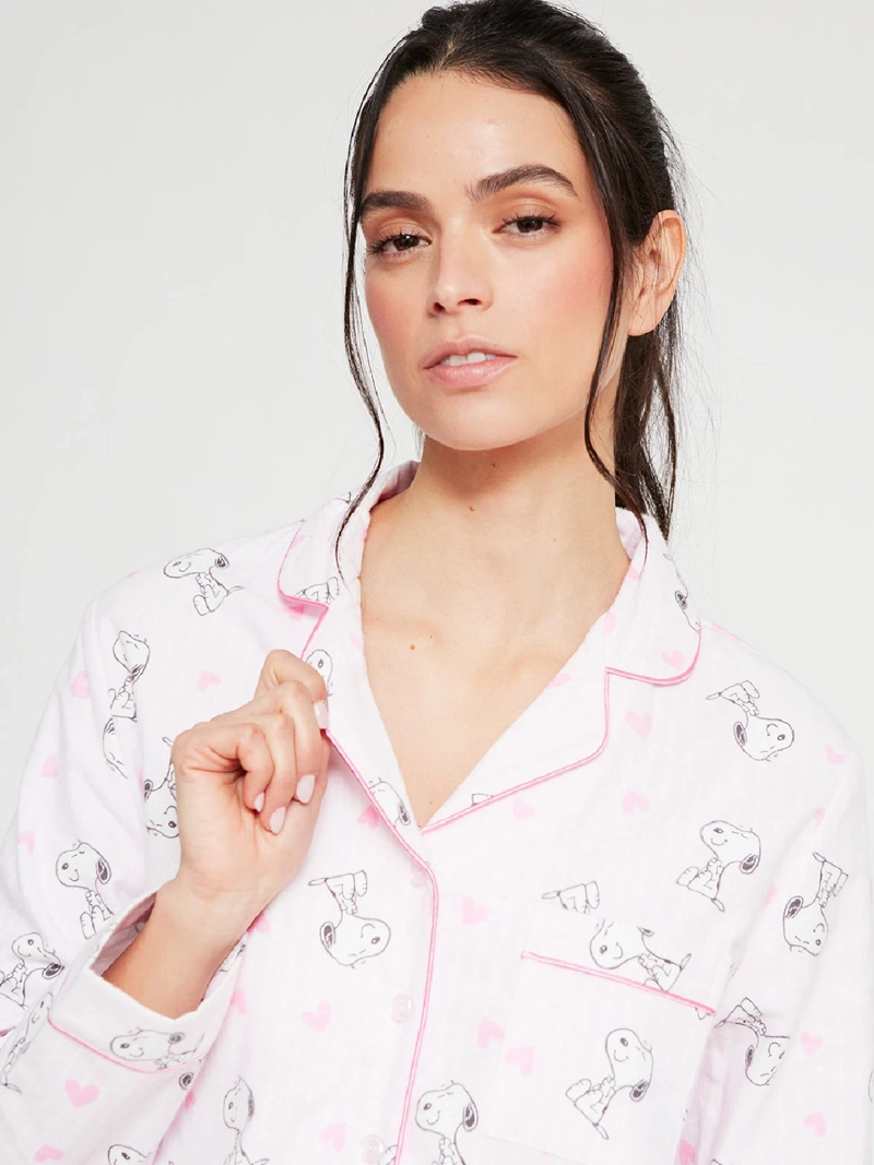 PIJAMA MUJER SNOOPY MANGA LARGA ROSADO - 3