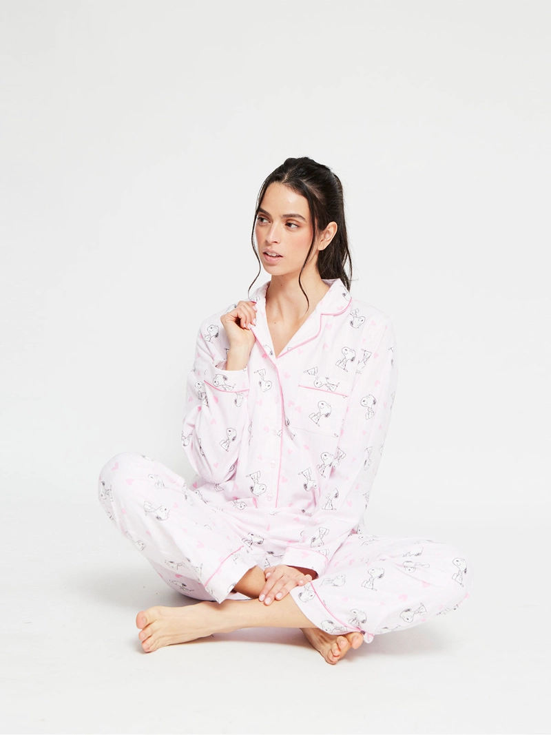 PIJAMA MUJER SNOOPY MANGA LARGA ROSADO - 4