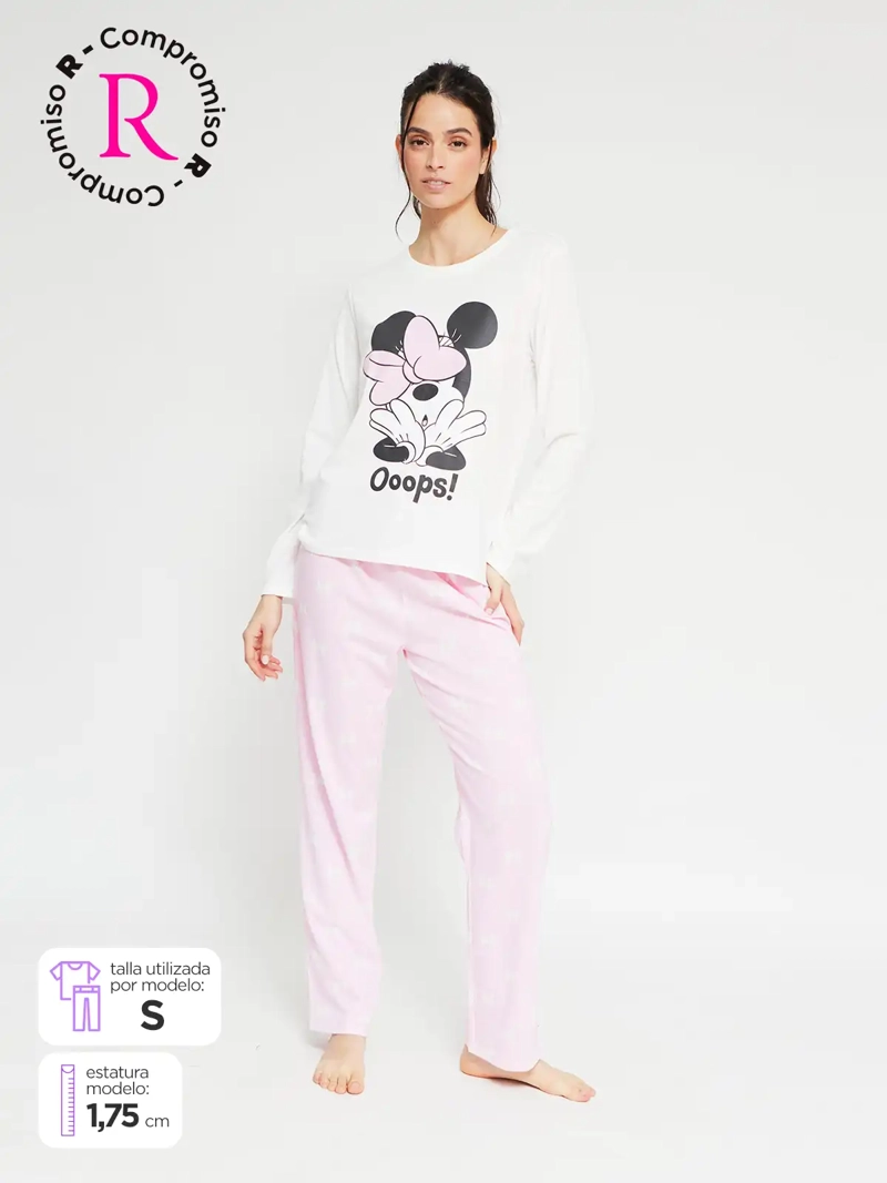 PIJAMA MUJER MINNIE MANGA LARGA CRUDO