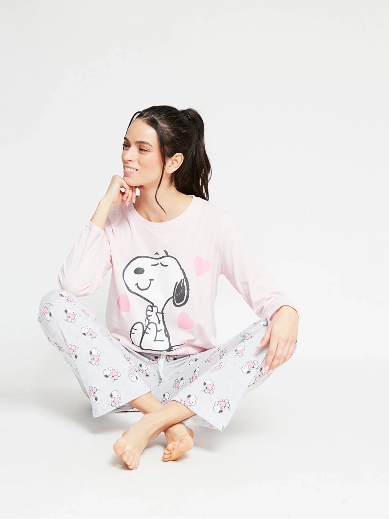 PIJAMA MUJER SNOOPY RECTO ROSADO - 4