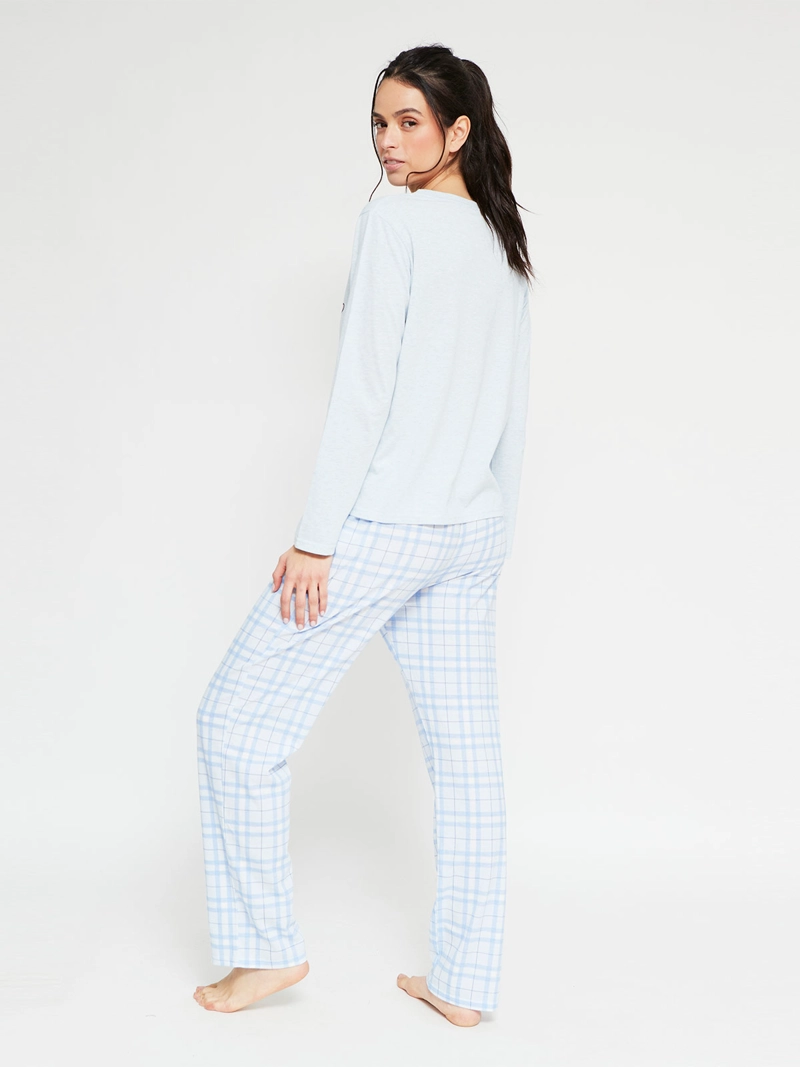PIJAMA MUJER STITCH RECTO CELESTE - 2
