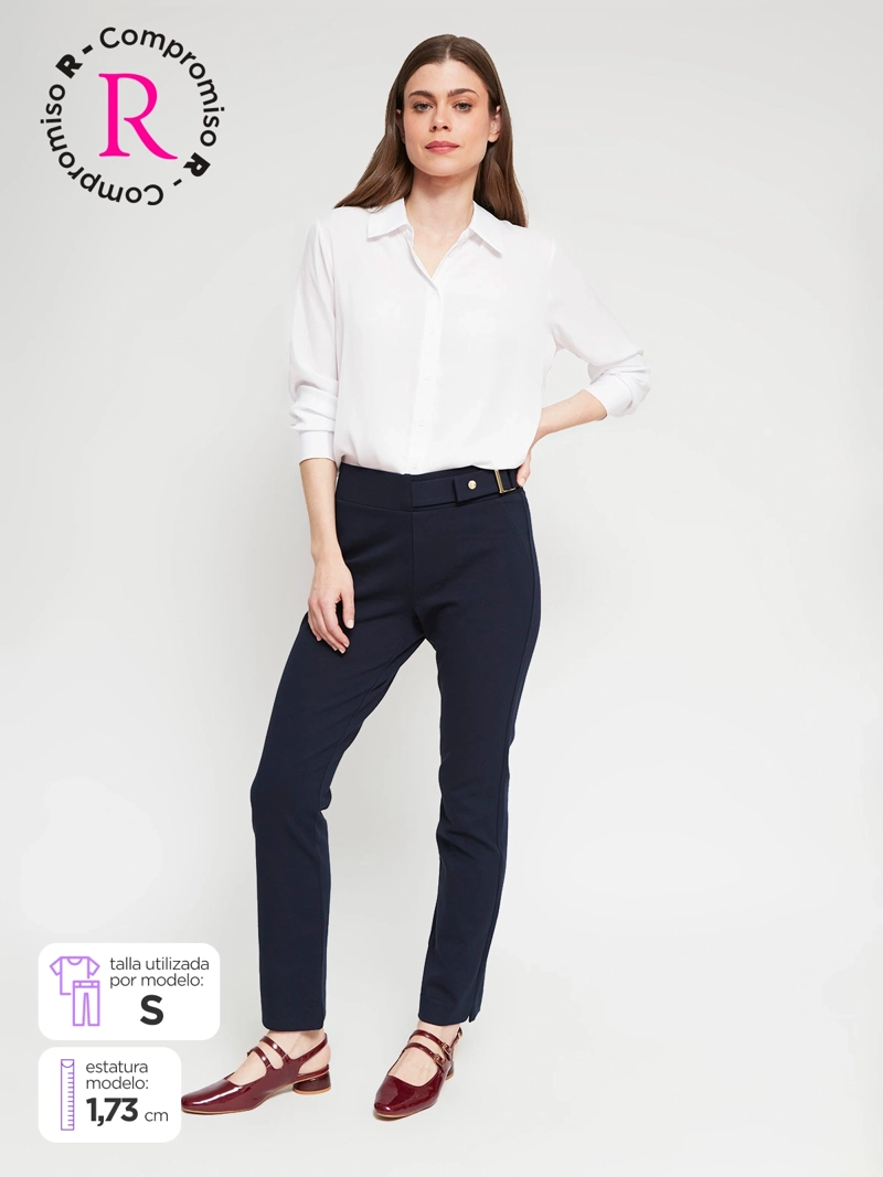 PANTALÓN MUJER CACHAREL RECTO TIPO CALZA - 1