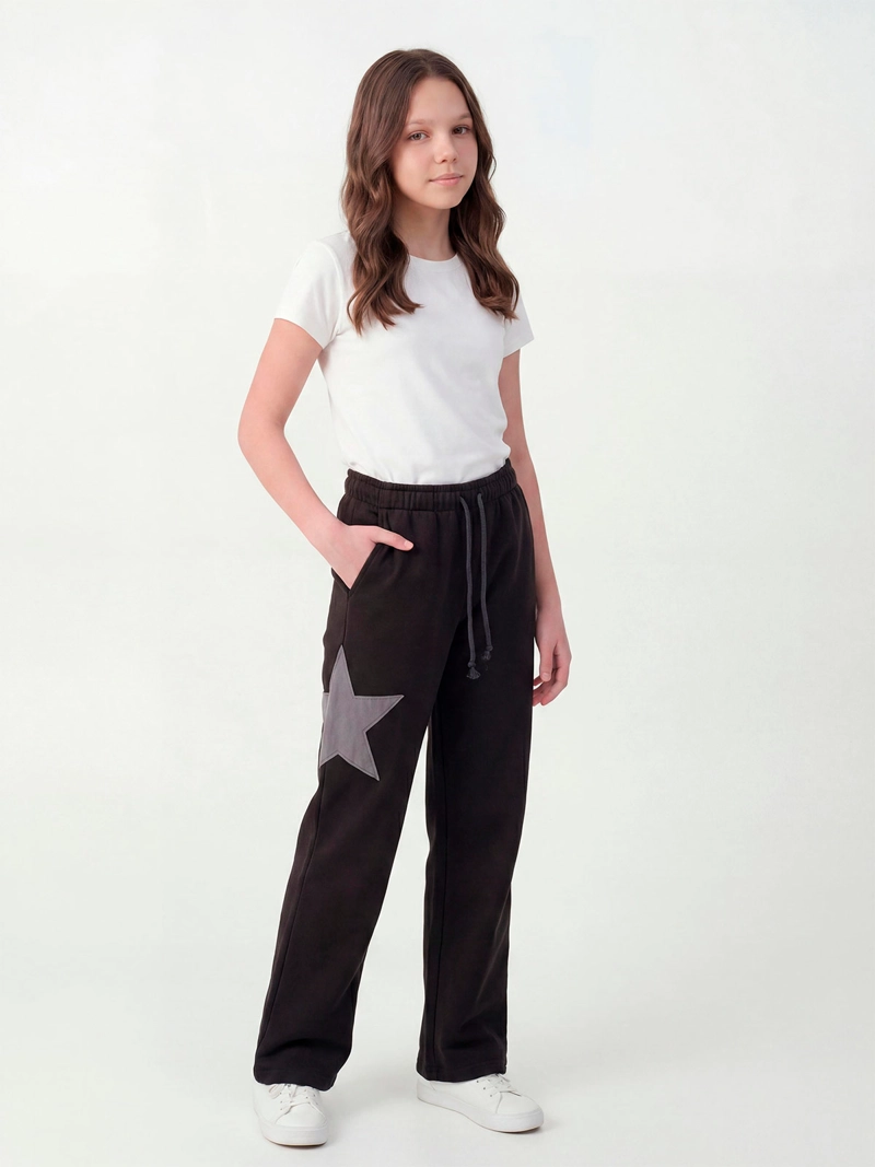 PANTALÓN DE BUZO NIÑA INDEX TEEN ALGODÓN WIDE ESTRELLA - 1