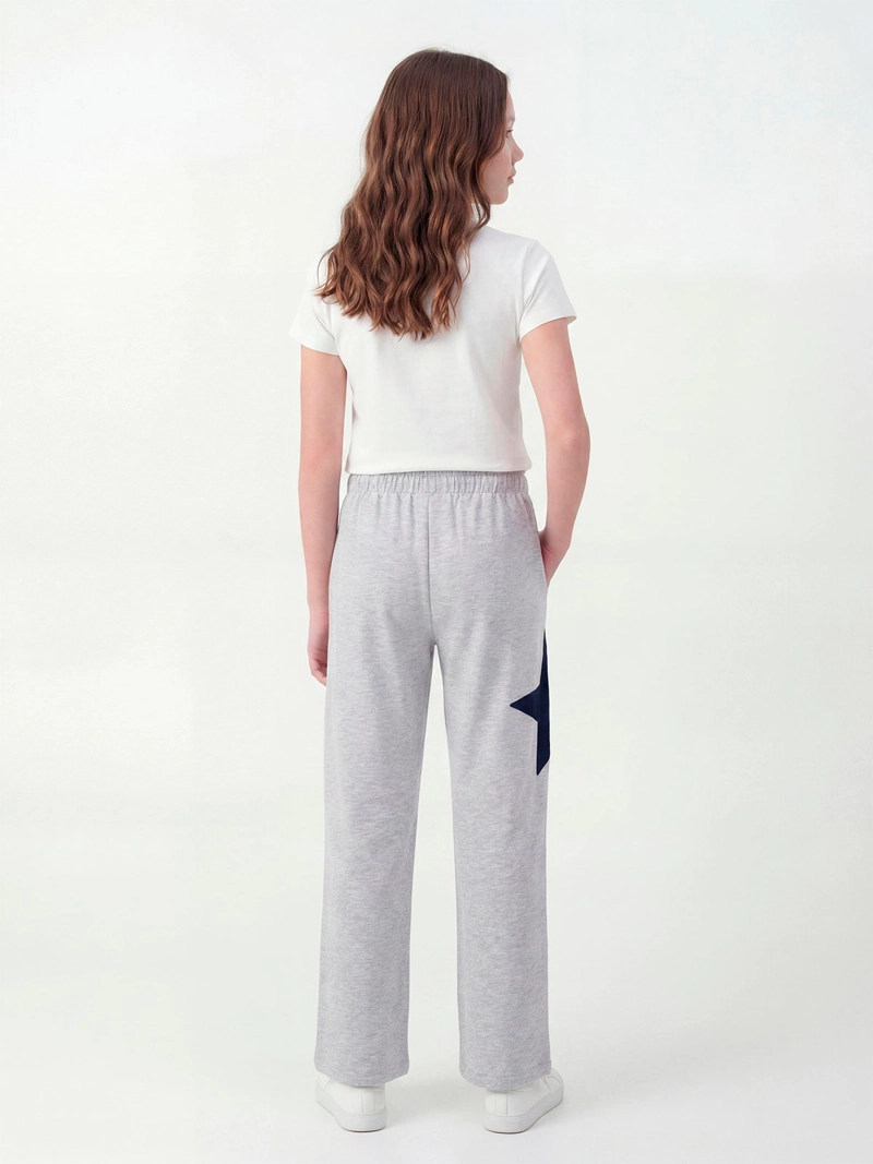 PANTALÓN DE BUZO NIÑA INDEX TEEN ALGODÓN WIDE ESTRELLA - 2
