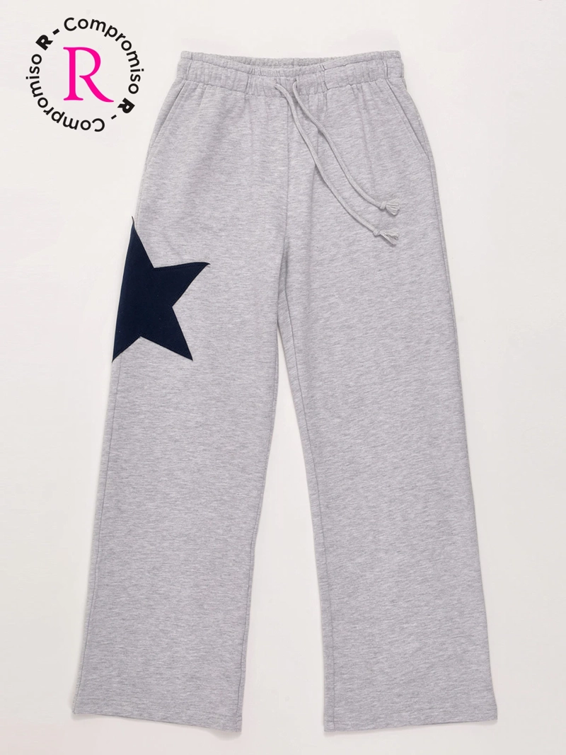 PANTALÓN DE BUZO NIÑA INDEX TEEN ALGODÓN WIDE ESTRELLA - 3