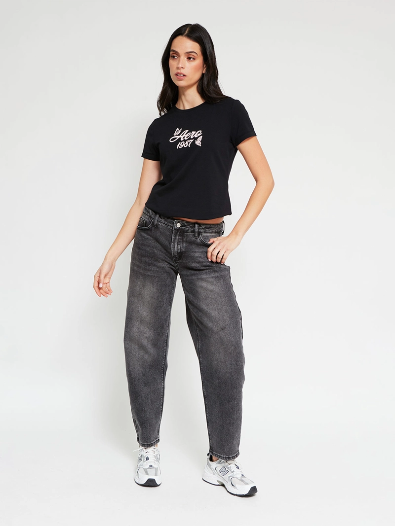 JEANS MUJER AEROPOSTALE ALGODÓN BARREL TIRO BAJO - 4