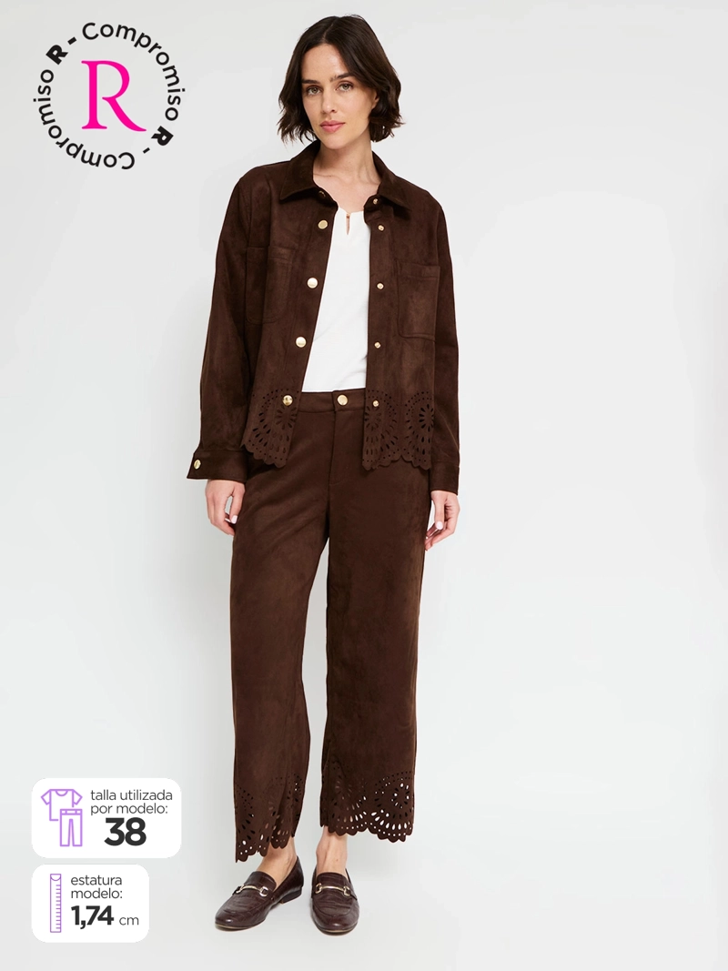 PANTALÓN MUJER CACHAREL TIPO GAMUZA PIERNA RECTA