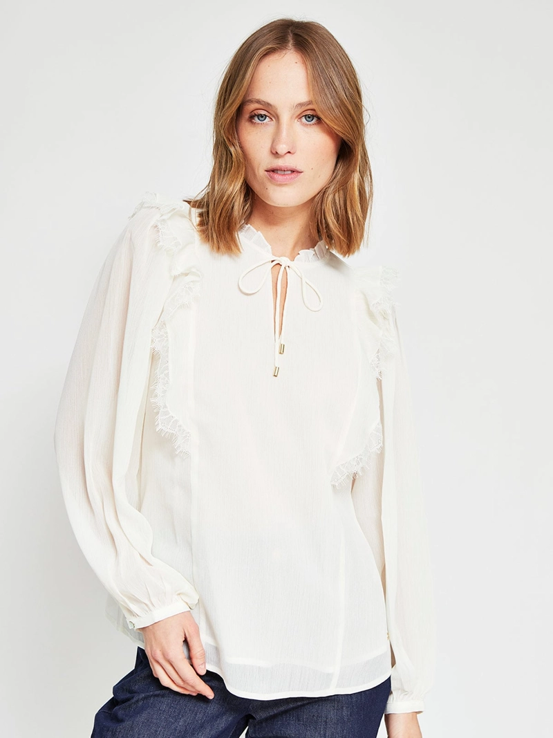 BLUSA MUJER CACHAREL CUELLO EN V MANGA LARGA VUELOS - 2