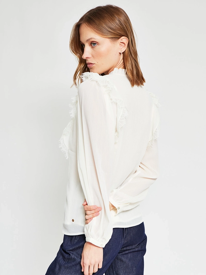 BLUSA MUJER CACHAREL CUELLO EN V MANGA LARGA VUELOS - 3