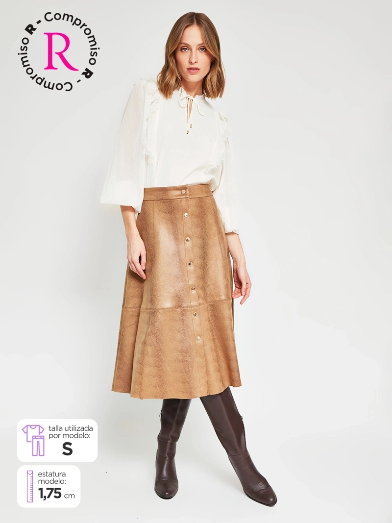 FALDA MUJER CACHAREL TIPO GAMUZA BOTONES - 1