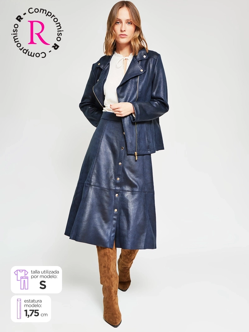 FALDA MUJER CACHAREL TIPO GAMUZA BOTONES - 1