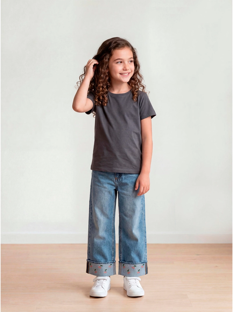 JEANS NIÑA HARVEST ALGODÓN WIDE RECTO BASTA - 1