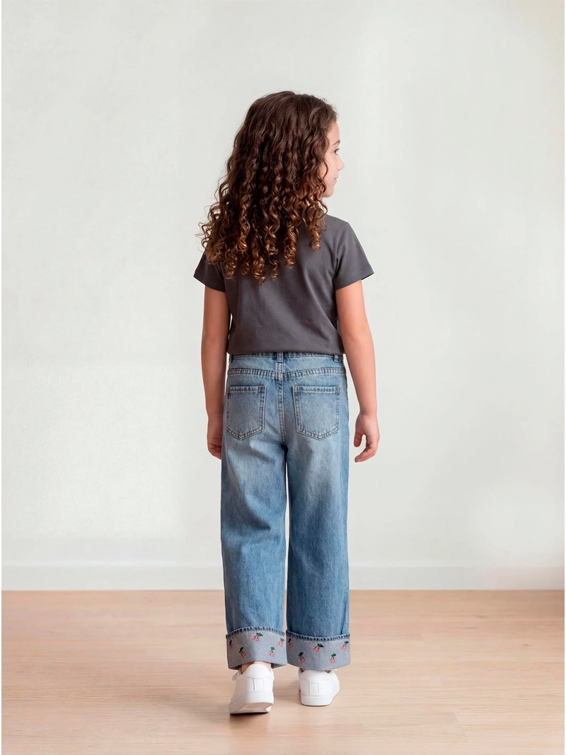 JEANS NIÑA HARVEST ALGODÓN WIDE RECTO BASTA - 2