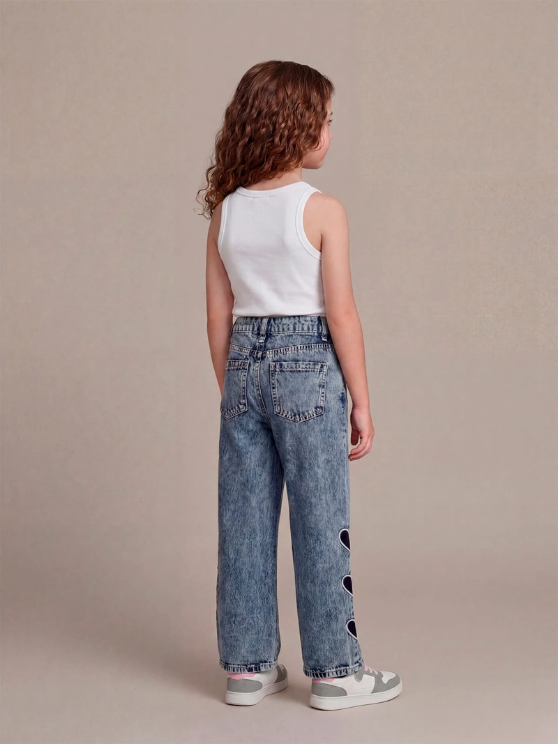 JEANS NIÑA HARVEST ALGODÓN STRAIGHT CORAZONES - 2