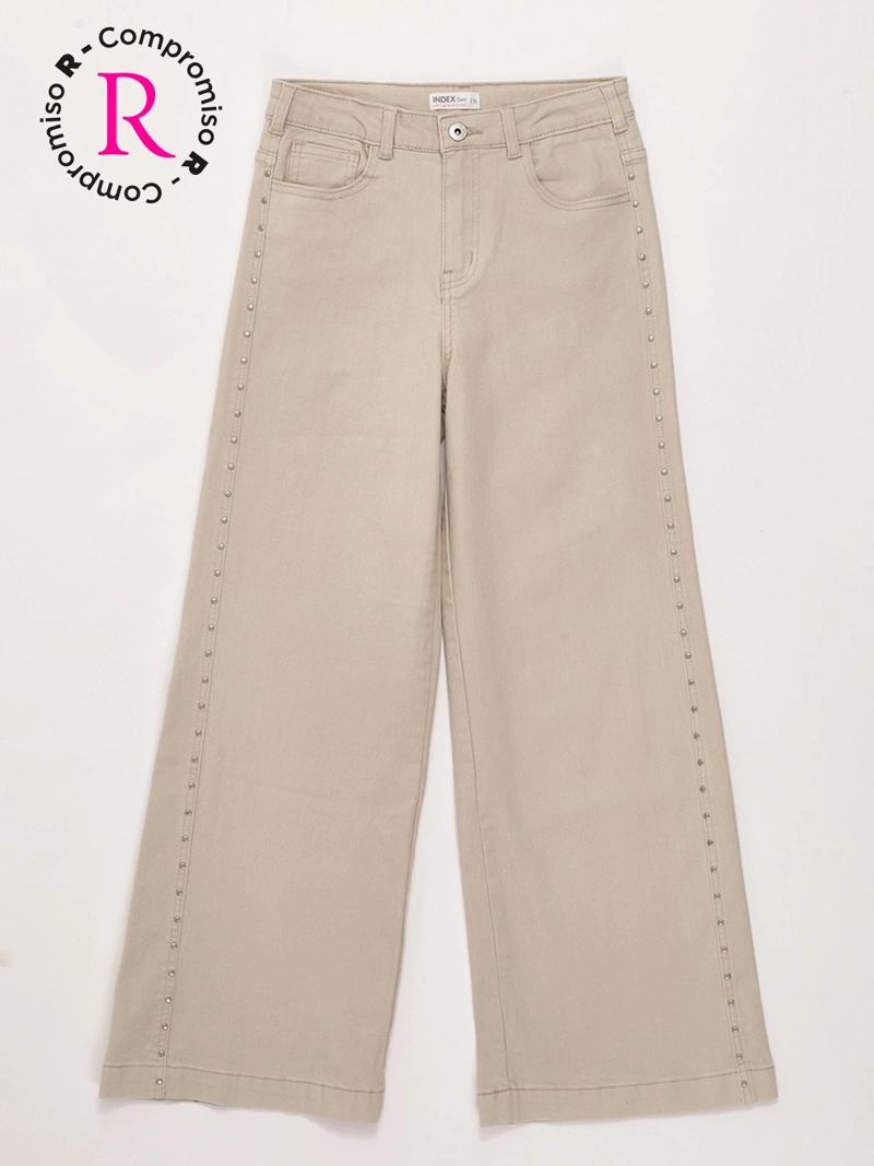 PANTALÓN NIÑA INDEX TEEN ALGODÓN WIDE TACHAS - 3