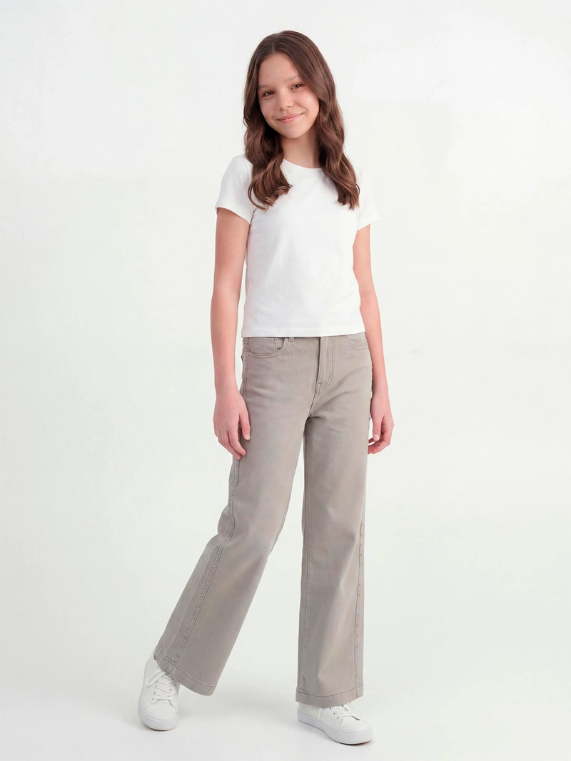 PANTALÓN NIÑA INDEX TEEN ALGODÓN WIDE TACHAS - 1