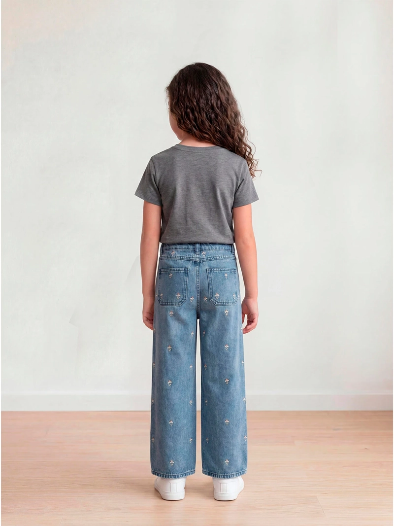 JEANS NIÑA HARVEST ALGODÓN RECTO BORDADO - 2