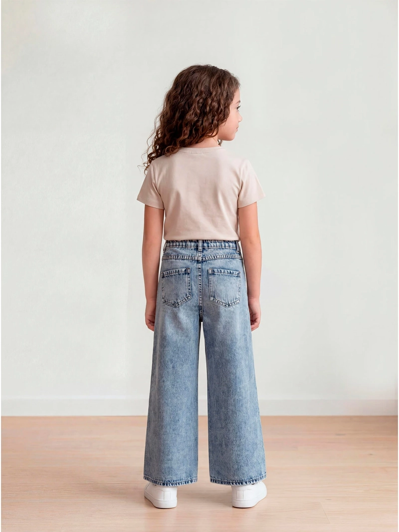 JEANS NIÑA HARVEST ALGODÓN WIDE BORDADO - 2