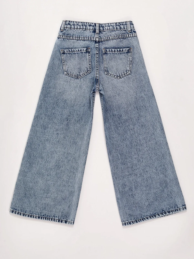 JEANS NIÑA HARVEST ALGODÓN WIDE BORDADO - 4