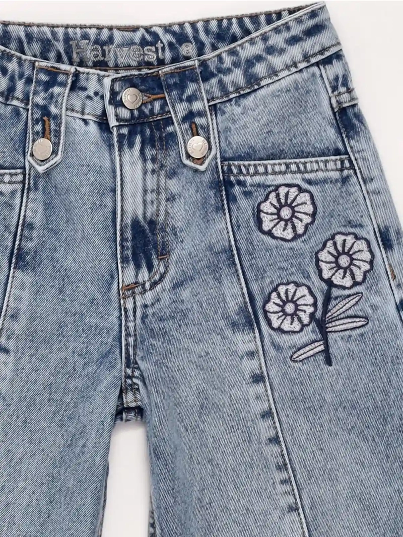JEANS NIÑA HARVEST ALGODÓN WIDE BORDADO - 6