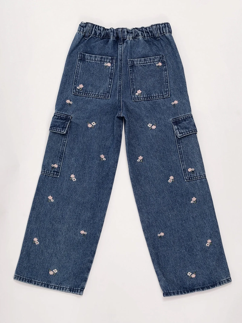 JEANS NIÑA HARVEST ALGODÓN CARGO BORDADO - 4
