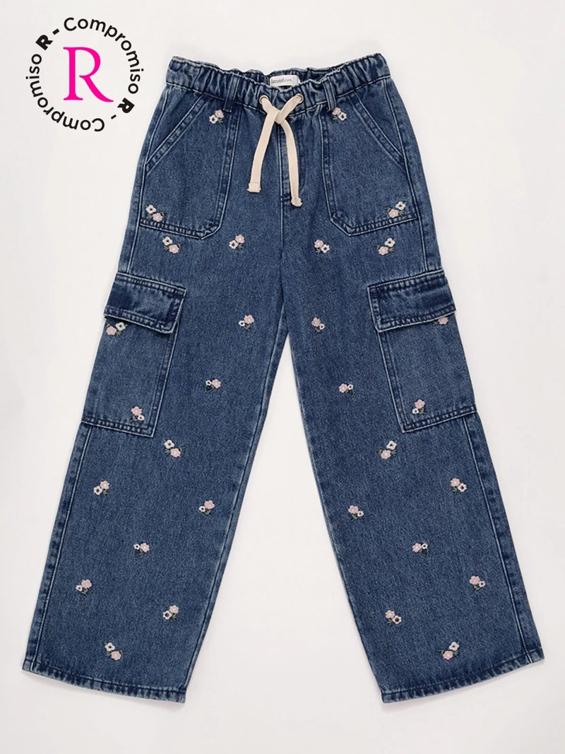 JEANS NIÑA HARVEST ALGODÓN CARGO BORDADO - 3