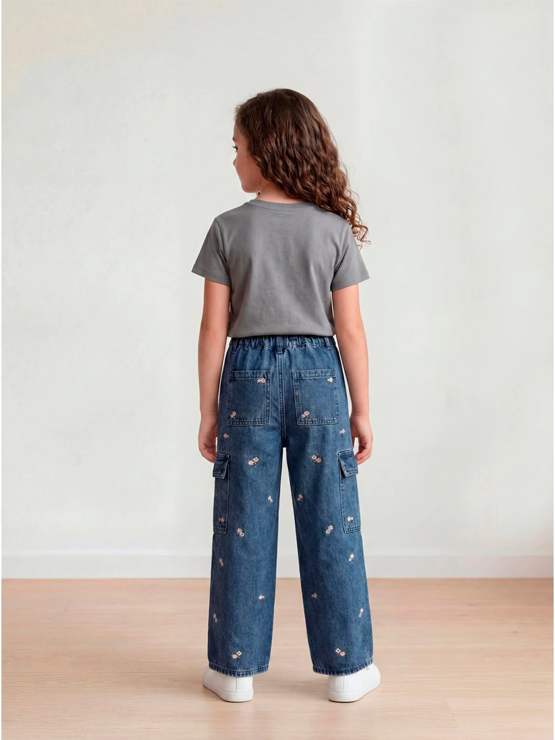 JEANS NIÑA HARVEST ALGODÓN CARGO BORDADO - 2