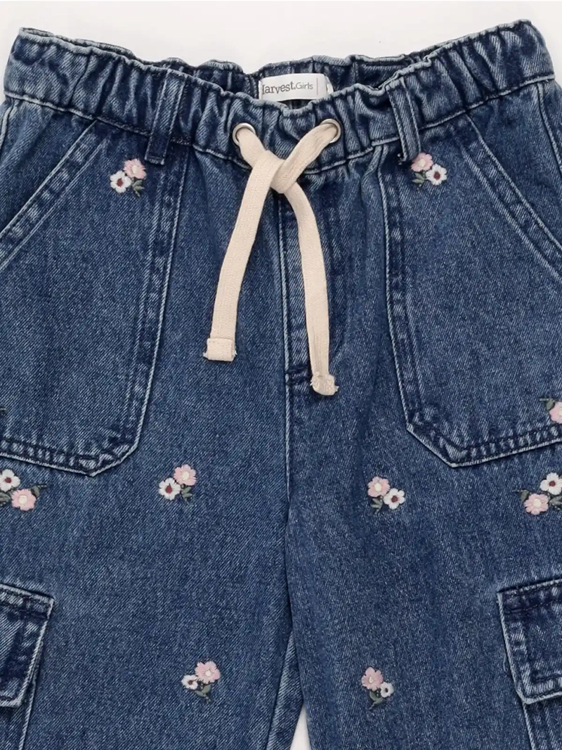 JEANS NIÑA HARVEST ALGODÓN CARGO BORDADO - 6