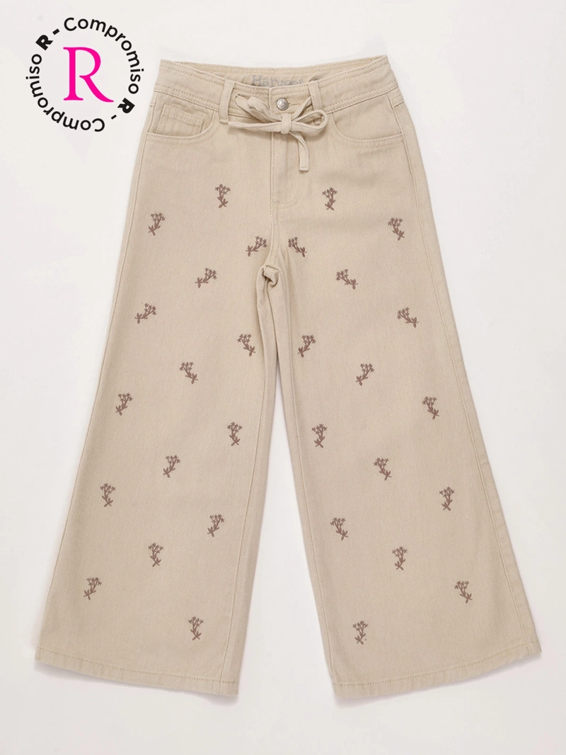 PANTALÓN NIÑA HARVEST ALGODÓN WIDE BORDADO - 3