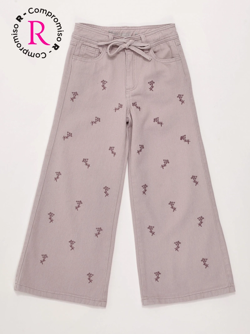 PANTALÓN NIÑA HARVEST ALGODÓN WIDE BORDADO - 3