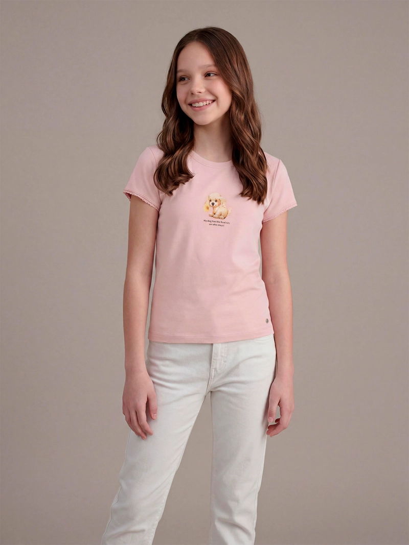 POLERA NIÑA INDEX TEEN ALGODÓN MANGA CORTA CINTA - 1