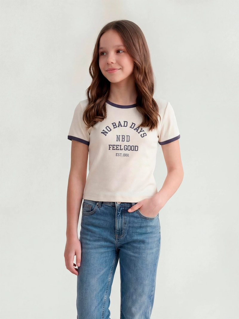 POLERA NIÑA INDEX TEEN ALGODÓN MANGA CORTA BORDADA - 1