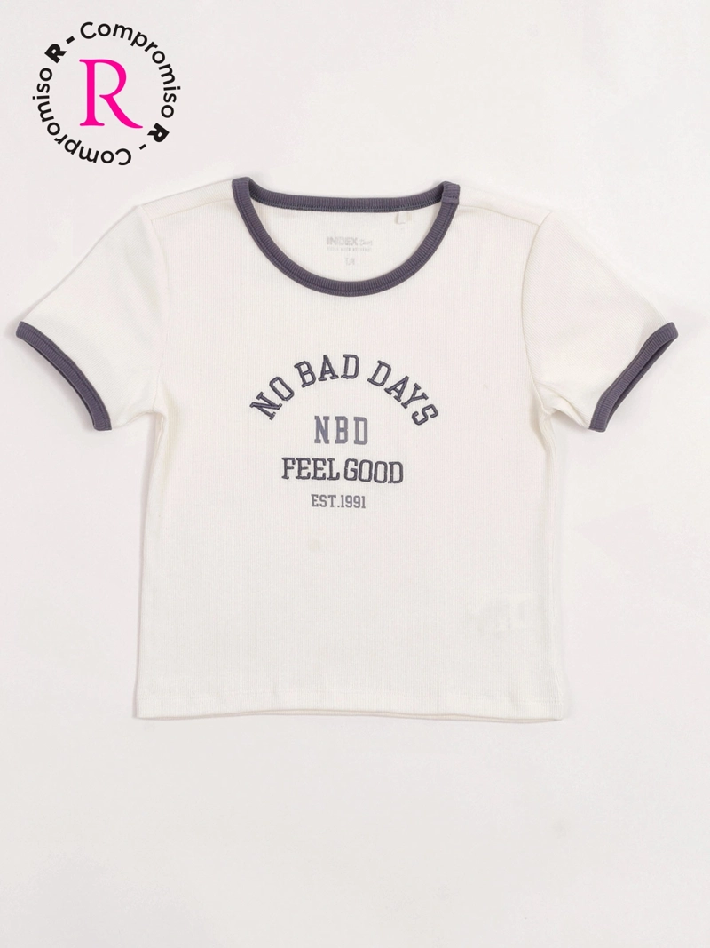 POLERA NIÑA INDEX TEEN ALGODÓN MANGA CORTA BORDADA - 3