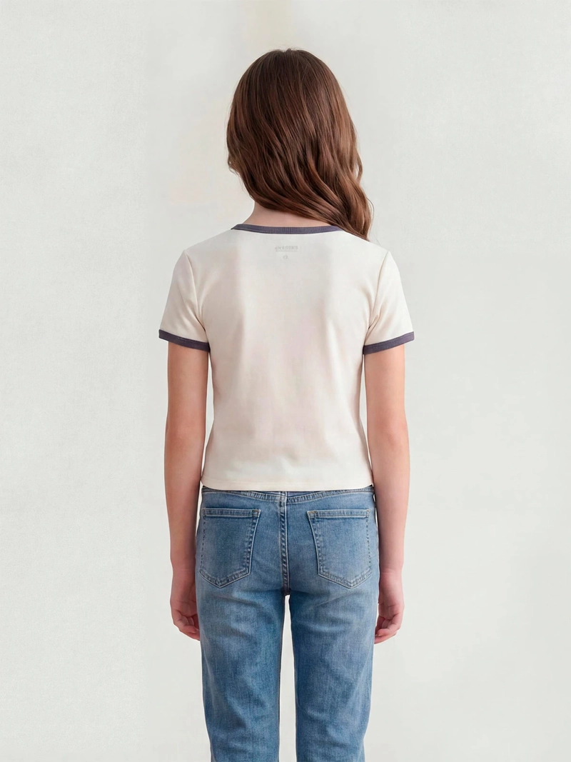 POLERA NIÑA INDEX TEEN ALGODÓN MANGA CORTA BORDADA - 2