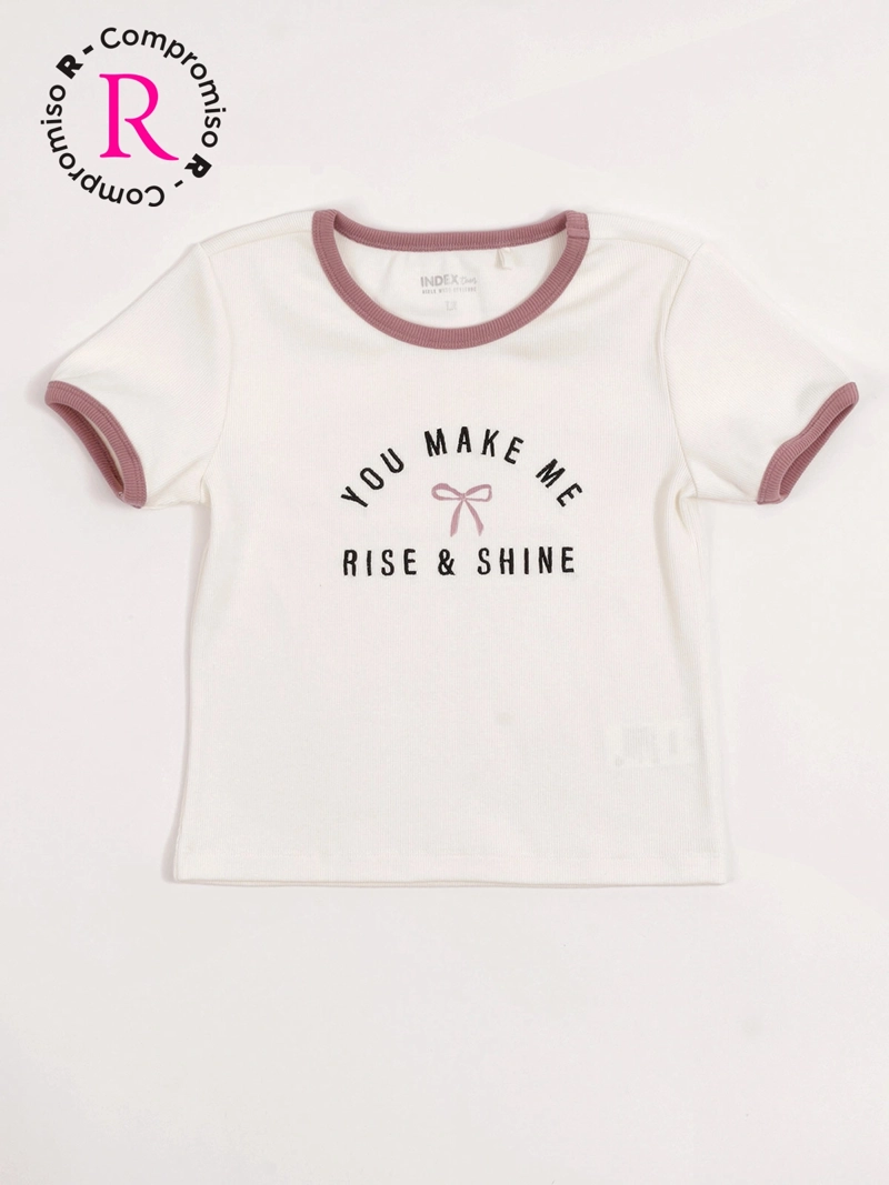 POLERA NIÑA INDEX TEEN ALGODÓN MANGA CORTA BORDADA - 3