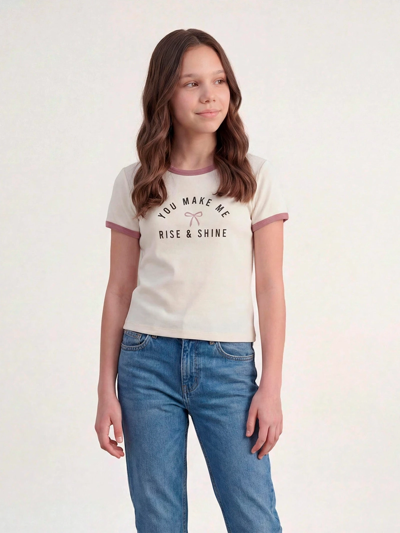 POLERA NIÑA INDEX TEEN ALGODÓN MANGA CORTA BORDADA - 1