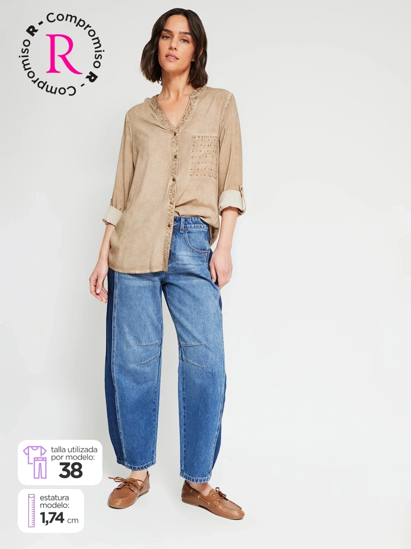 JEANS MUJER TATIENNE ALGODÓN BARREL - 1