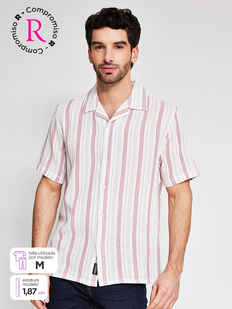 CAMISA HOMBRE BARBADOS ALGODÓN MANGA CORTA LÍNEAS - 1