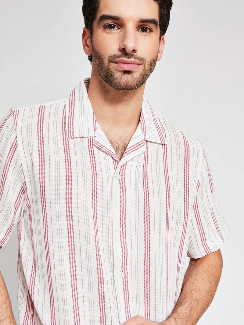 CAMISA HOMBRE BARBADOS ALGODÓN MANGA CORTA LÍNEAS - 3