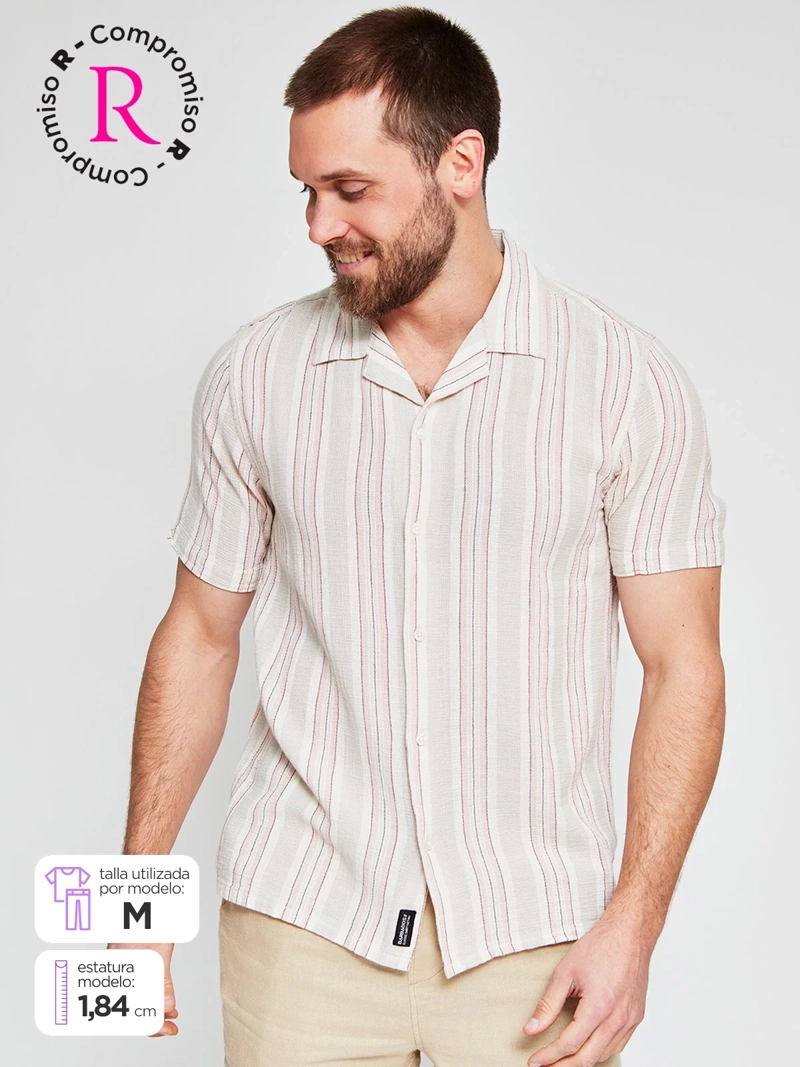 CAMISA HOMBRE BARBADOS ALGODÓN MANGA CORTA LÍNEAS